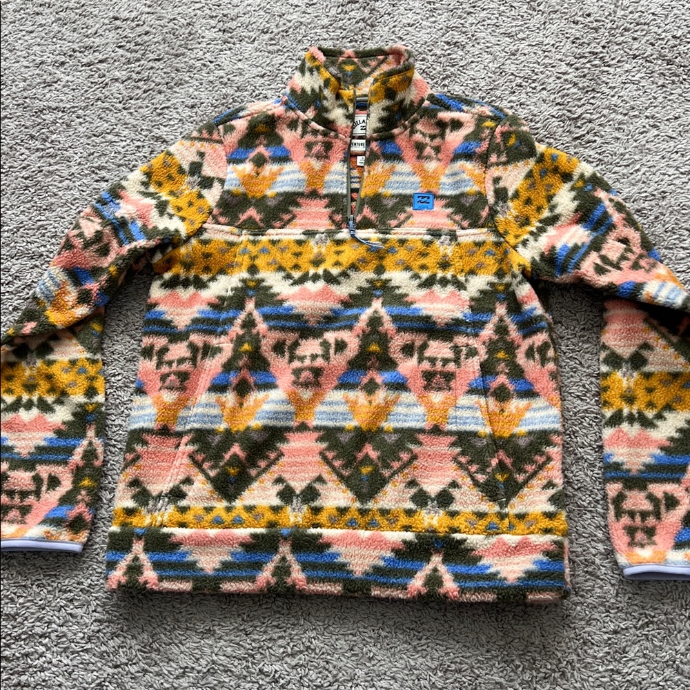 Billabong Patterned Aspen Snowmass Fleece Quarter Zip Jacket